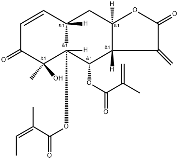 2-Butenoic acid, 2-methyl-, 2,3,3a,4,5,6,7,10,11,11a-decahydro-6-hydroxy-6,10-dimethyl-3-methylene-4-[(2-methyl-1-oxo-2-propenyl)oxy]-2,7-dioxocyclodeca[b]furan-5-yl ester, [3aS-[3aR*,4R*,5S*(Z),6S*,8Z,10R*,11aS*]]- (9CI)