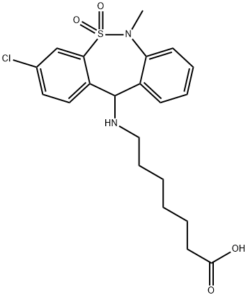 7-((3-chloro-6-methyl-5,5-dioxido-6,11-dihydrodibenzo[c,f][1,2]thiazepin-11-yl)amino)heptanoic acid