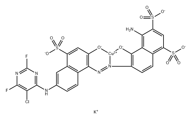tripotassium [4-amino-6-[[6-[(5-chloro-2,6-difluoro-4-pyrimidinyl)amino]-2-hydroxy-4-sulpho-1-naphthyl]azo]-5-hydroxynaphthalene-1,3-disulphonato(5-)]cuprate(3-)