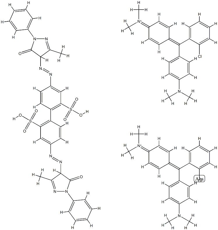 N-[4-[(2-氯苯基)[4-(二甲氨基)苯基]亚甲基]-2,5-亚环己二烯-1-基]-N-甲基甲铵与4,4'-二[(4,5-二氢-3-甲基-5-氧代-1-苯基-1H-吡唑-4-基)偶氮][1,1'-联二苯]-2,2'-二磺酸的化合物