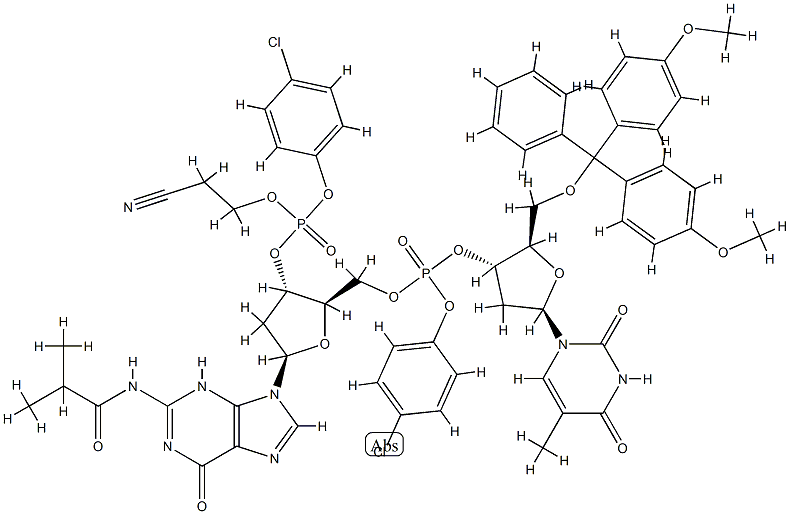3'-Guanylic acid, 5'-O-[bis(4-methoxyphenyl)phenylmethyl]-P-(4-chlorophenyl)thymidylyl-(3'->5')-2'-deoxy-N-(2-methyl-1-oxopropyl)-, 4-chlorophenyl 2-cyanoethyl ester