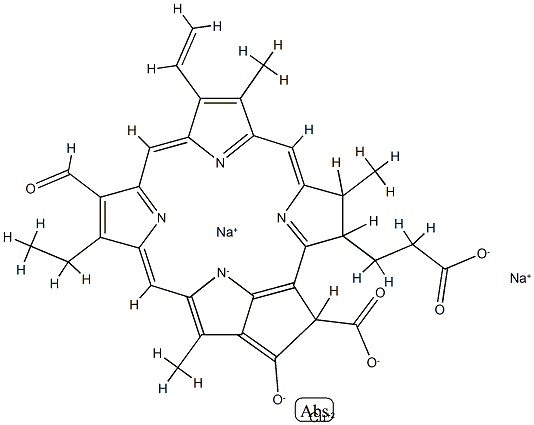 disodium [3S-(3alpha,4beta,21beta)]-[21-carboxy-14-ethyl-13-formyl-4,8,18-trimethyl-20-oxo-9-vinylphorbine-3-propionato(4-)-N23,N24,N25,N26]cuprate(2-)