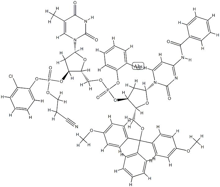 3'-Thymidylic acid, N-benzoyl-5'-O-[bis(4-methoxyphenyl)phenylmethyl]-P-(2-chlorophenyl)-2'-deoxycytidylyl-(3'->5')-, 2-chlorophenyl 2-cyanoethyl ester