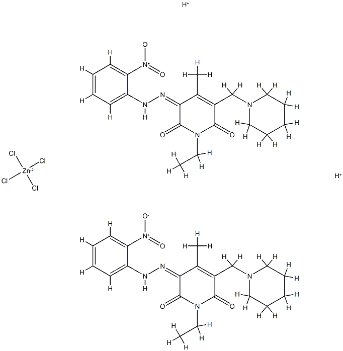 dihydrogen tetrachlorozincate(2-), compound with 1-ethyl-6-hydroxy-4-methyl-3-[(2-nitrophenyl)azo]-5-(piperidin-1-ylmethyl)pyridin-2(1H)one (1:2)