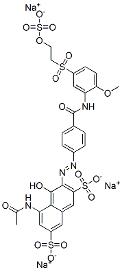 Trisodium 5-(acetylamino)-4-hydroxy-3-((4-(((2-methoxy-5-((2-(sulphonatooxy)ethyl)sulphonyl)phenyl)amino)carbonyl)phenyl)azo)naphthalene-2,7-disulphonate