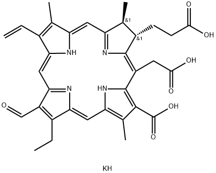 (2S,3S)-18-Carboxy-20-(carboxymethyl)-8-ethenyl-13-ethyl-12-formyl-2,3-dihydro-3,7,17-trimethyl-21H,23H-porphyrin-2-propionic acid tripotassium salt
