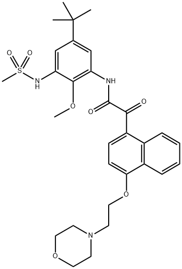 N-{2-Methoxy-5-(2-methyl-2-propanyl)-3-[(methylsulfonyl)amino]phenyl}-2-{4-[2-(4-morpholinyl)ethoxy]-1-naphthyl}-2-oxoacetamide