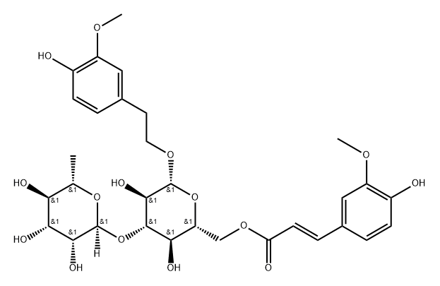 β-D-Glucopyranoside, 2-(4-hydroxy-3-methoxyphenyl)ethyl 3-O-(6-deoxy-α-L-mannopyranosyl)-, 6-[(2E)-3-(4-hydroxy-3-methoxyphenyl)-2-propenoate]