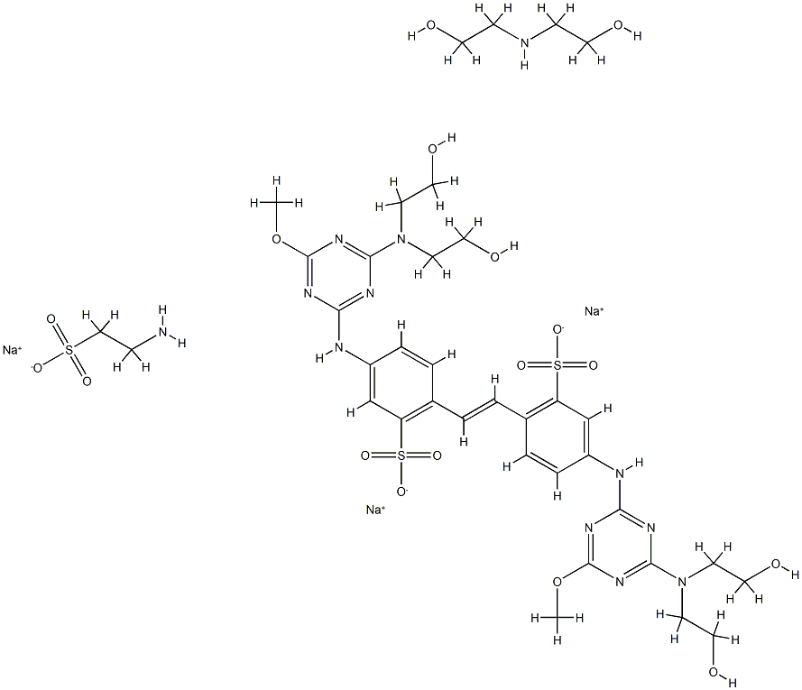 2,2'-(1,2-乙烯二基)二[5-[[4-[二(2-羟乙基)氨基]-6-甲氧基-1,3,5-三嗪-2-基]氨基]苯磺酸钠与2-胺乙醇磺酸单钠盐和2,2'-亚氨基二[乙醇]的化合物