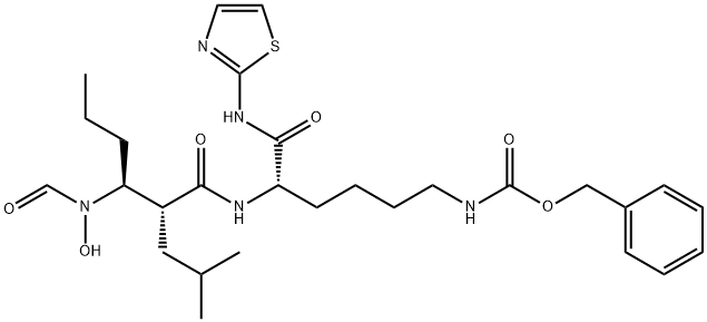 Benzyl ((S)-5-((2R,3S)-3-(N-hydroxyformamido)-2-isobutylhexanamido)-6-oxo-6-(thiazol-2-ylamino)hexyl)carbamate