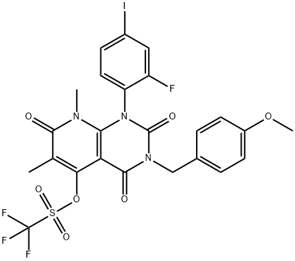 Methanesulfonic acid, 1,1,1-trifluoro-, 1-(2-fluoro-4-iodophenyl)-1,2,3,4,7,8-hexahydro-3-[(4-methoxyphenyl)methyl]-6,8-dimethyl-2,4,7-trioxopyrido[2,3-d]pyrimidin-5-yl ester