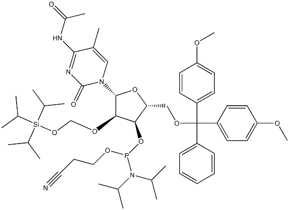 Cytidine, N-acetyl-5'-O-[bis(4-methoxyphenyl)phenylmethyl]-3'-O-[[bis(1-methylethyl)amino](2-cyanoethoxy)phosphino]-5-methyl-2'-O-[[[tris(1-methylethyl)silyl]oxy]methyl]- (9CI)