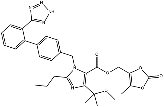 4-(1-methoxy-1-methylethyl)-2-propyl-1-{4-(2-tetrazol-5-yl)phenyl}phenylmethylimidazole-5-carboxylic acid-5-methyl-2-oxo-[1,3]-dioxolene-4-yl-methyl ester