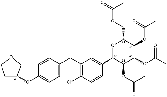 D-Glucitol, 1,5-anhydro-1-C-[4-chloro-3-[[4-[[(3R)-tetrahydro-3-furanyl]oxy]phenyl]methyl]phenyl]-, tetraacetate, (1S)- (9CI)