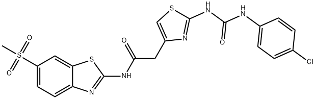 2-[2-[(4-chlorophenyl)carbamoylamino]-1,3-thiazol-4-yl]-N-(6-methylsulfonyl-1,3-benzothiazol-2-yl)acetamide