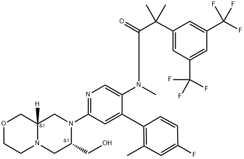 N-{6-[(7S,9aS)-7-(hydroxymethyl)-octahydropyrazino[2,1-c][1,4]oxazin-8-yl]-4-(4-fluoro-2-methylphenyl)pyridin-3-yl}-2-[3,5-bis(trifluoromethyl)phenyl]-N,2-dimethylpropanamide