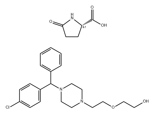 5-oxo-L-proline, compound with 2-[2-[4-(4-chlorobenzhydryl)-1-piperazinyl]ethoxy]ethanol (2:1)