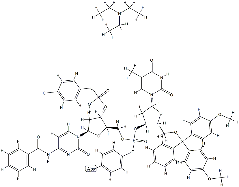 3'-Cytidylic acid, 5'-O-[bis(4-methoxyphenyl)phenylmethyl]-P-(4-chlorophenyl)thymidylyl-(3'->5')-N-benzoyl-2'-deoxy-, mono(4-chlorophenyl)ester, compd. with N,N-diethylethanamine (1:1)