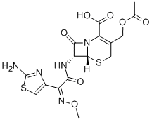 sodium (6R,7R)-3-[(acetyloxy)methyl]-7-{[(2E)-2-(2-amino-1,3-thiazol-4-yl)-2-(methoxyimino)acetyl]amino}-8-oxo-5-thia-1-azabicyclo[4.2.0]oct-2-ene-2-carboxylate