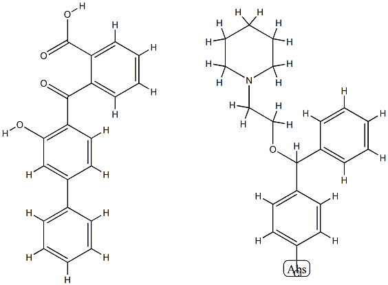 o-[(3-hydroxy[1,1'-biphenyl]-4-yl)carbonyl]benzoic acid, compound with 1-[2-(4-chlorobenzhydryloxy)ethyl]piperidine (1:1)