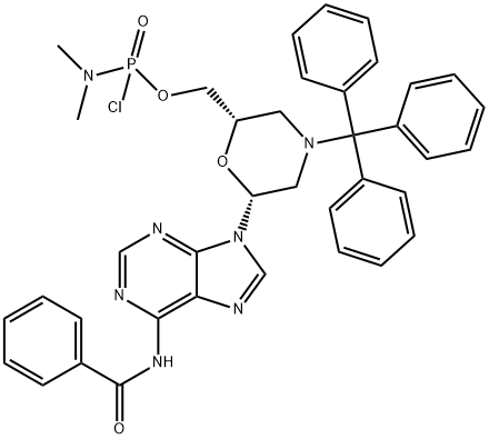 ((2S,6R)-6-(6-Benzamido-9H-purin-9-yl)-4-tritylmorpholin-2-yl)methyl dimethylphosphoramidochloridate