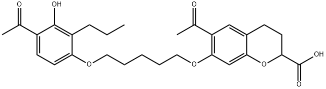 2H-1-Benzopyran-2-carboxylic acid, 6-acetyl-7-((5-(4-acetyl-3-hydroxy-2-propylphenoxy)pentyl)oxy)-3,4-dihydro-, (+-)-