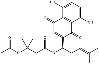 Butanoic acid, 3-(acetyloxy)-3-methyl-, (1R)-1-(1,4-dihydro-5,8-dihydroxy-1,4-dioxo-2-naphthalenyl)-4-methyl-3-penten-1-yl ester