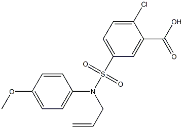 2-氯-5-[[(4-甲氧基苯基)-2-丙烯-1-基氨基]磺酰基]苯甲酸