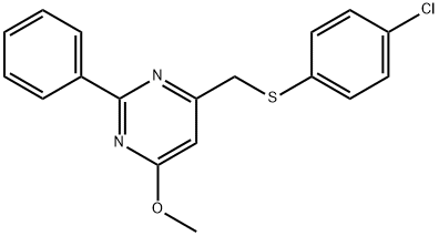 4-([(4-CHLOROPHENYL)SULFANYL]METHYL)-6-METHOXY-2-PHENYLPYRIMIDINE