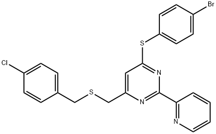 4-[(4-bromophenyl)sulfanyl]-6-({[(4-chlorophenyl)methyl]sulfanyl}methyl)-2-(pyridin-2-yl)pyrimidine