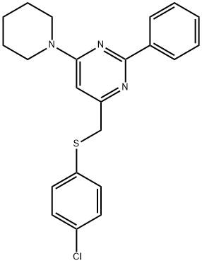 4-([(4-CHLOROPHENYL)SULFANYL]METHYL)-2-PHENYL-6-PIPERIDINOPYRIMIDINE