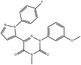 6-[1-(4-FLUOROPHENYL)-1H-PYRAZOL-5-YL]-2-(3-METHOXYPHENYL)-4-METHYL-1,2,4-TRIAZINE-3,5(2H,4H)-DIONE