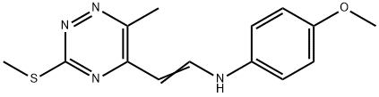 4-methoxy-N-[(E)-2-[6-methyl-3-(methylsulfanyl)-1,2,4-triazin-5-yl]ethenyl]aniline