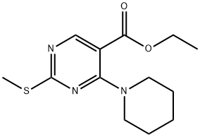 5-Pyrimidinecarboxylic acid, 2-(methylthio)-4-(1-piperidinyl)-, ethyl ester