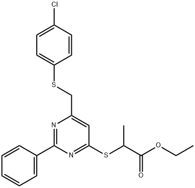 ETHYL 2-[(6-([(4-CHLOROPHENYL)SULFANYL]METHYL)-2-PHENYL-4-PYRIMIDINYL)SULFANYL]PROPANOATE