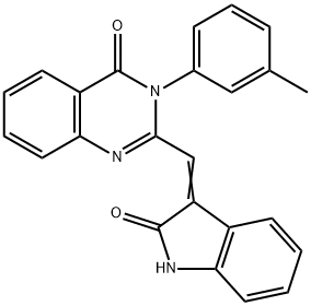 4(3H)-Quinazolinone, 2-[(1,2-dihydro-2-oxo-3H-indol-3-ylidene)methyl]-3-(3-methylphenyl)-