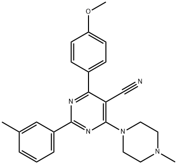 4-(4-METHOXYPHENYL)-2-(3-METHYLPHENYL)-6-(4-METHYLPIPERAZINO)-5-PYRIMIDINECARBONITRILE