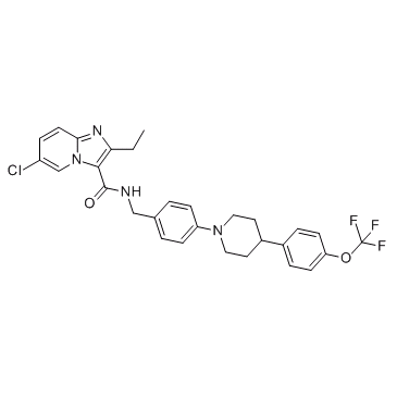 6-CHLORO-2-ETHYL-N-(4-(4-(4-(TRIFLUOROMETHOXY)PHENYL)PIPERIDIN-1-YL)BENZYL)IMIDAZO[1,2-A]PYRIDINE-3-CARBOXAMIDE