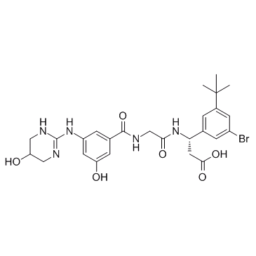 (3S)-3-(3-Bromo-5-(tert-butyl)phenyl)-3-(2-(3-hydroxy-5-((5-hydroxy-1,4,5,6-tetrahydropyrimidin-2-yl)amino)benzamido)acetamido)propanoic acid