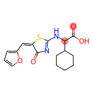 2-CYCLOHEXYL-2-((5-[(E)-2-FURYLMETHYLIDENE]-4-OXO-4,5-DIHYDRO-1,3-THIAZOL-2-YL)AMINO)ACETIC ACID