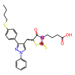 4-[(5Z)-5-({3-[4-(butylsulfanyl)phenyl]-1-phenyl-1H-pyrazol-4-yl}methylidene)-4-oxo-2-thioxo-1,3-thiazolidin-3-yl]butanoic acid