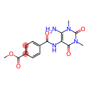 Terephthalamic  acid,  N-(6-amino-1,2,3,4-tetrahydro-1,3-dimethyl-2,4-dioxo-5-pyrimidinyl)-,  methyl  ester  (6CI)