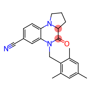 5-(MESITYLMETHYL)-4-OXO-1,2,3,3A,4,5-HEXAHYDROPYRROLO[1,2-A]QUINOXALINE-7-CARBONITRILE