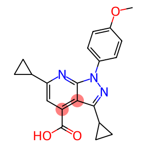 3,6-二环丙基-1-(4-甲氧基苯基)-1H-吡唑并[3,4-B]吡啶-4-羧酸