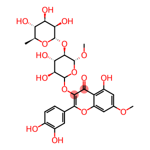 4H-1-Benzopyran-4-one, 3-((2-O-(6-deoxy-alpha-L-mannopyranosyl)-beta-D -glucopyranosyl)oxy)-2-(3,4-dihydroxyphenyl)-5-hydroxy-7-methoxy-