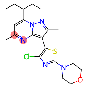 Pyrazolo[1,5-a]pyrimidine, 3-[4-chloro-2-(4-morpholinyl)-5-thiazolyl]-7-(1-ethylpropyl)-2,5-dimethyl-