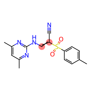 3-((4,6-DIMETHYLPYRIMIDIN-2-YL)AMINO)-2-((4-METHYLPHENYL)SULFONYL)PROP-2-ENENITRILE