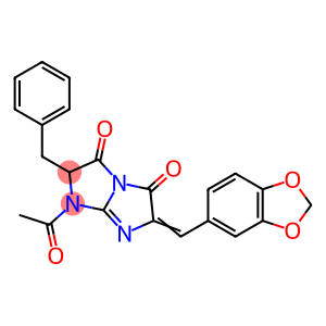 1-ACETYL-6-[(Z)-1,3-BENZODIOXOL-5-YLMETHYLIDENE]-2-BENZYL-1H-IMIDAZO[1,2-A]IMIDAZOLE-3,5(2H)-DIONE