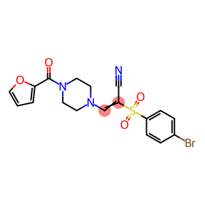 2-((4-BROMOPHENYL)SULFONYL)-3-(4-(2-FURYLCARBONYL)PIPERAZINYL)PROP-2-ENENITRILE