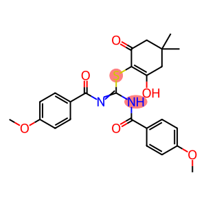 N-(2-aza-1-(6-hydroxy-4,4-dimethyl-2-oxocyclohex-1-enylthio)-3-(4-methoxyphenyl)-3-oxoprop-1-enyl)(4-methoxyphenyl)formamide